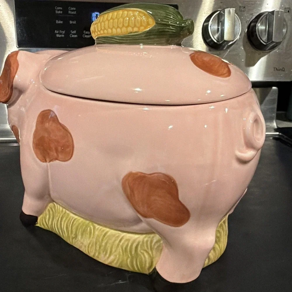 Vtg MCM Ceramic Pig With Corn Cob Cookie Jar 1950s Made In Japan‎